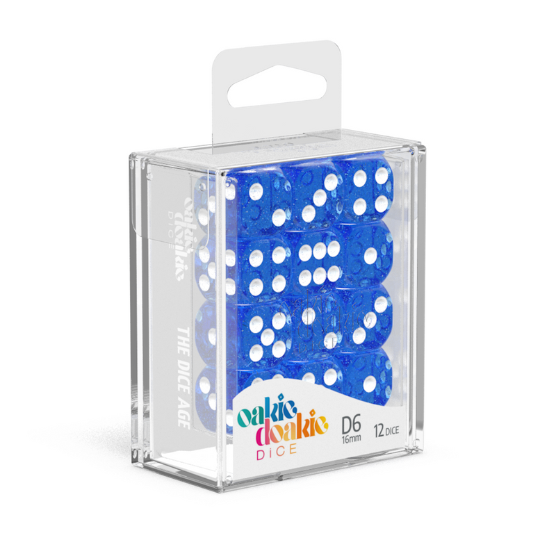 Oakie Doakie Dice D6 16 mm Speckled - Blue (12)-1