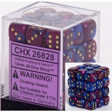 CHX 26828 Gemini 12mm d6 Blue-Purple/Gold Block (36)