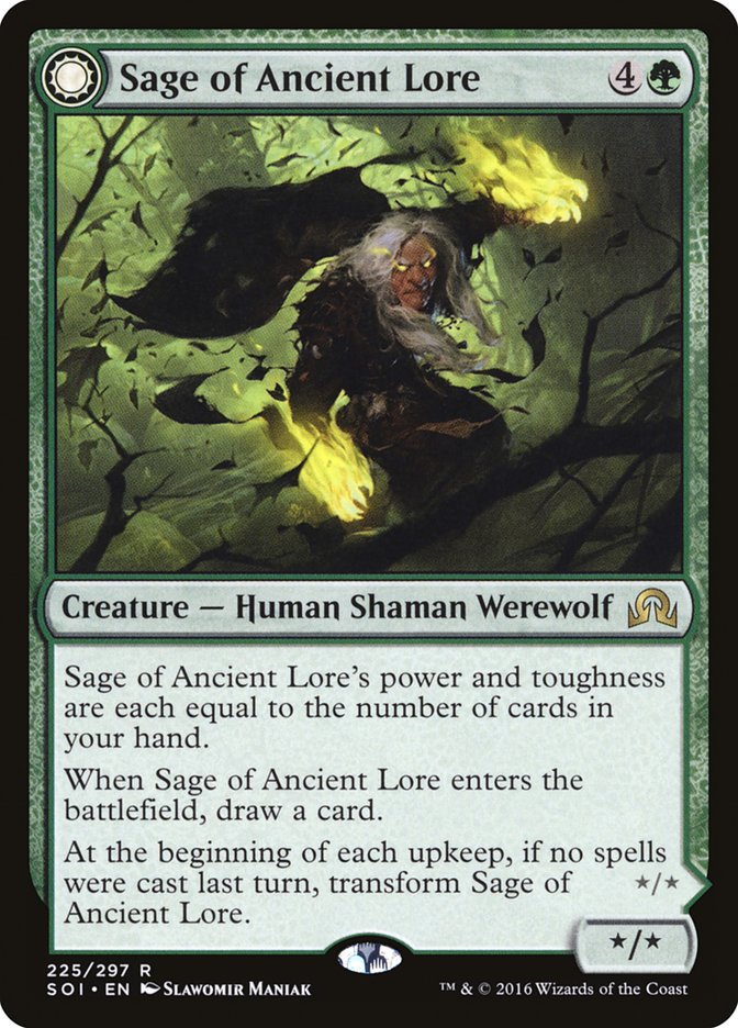 Sage of Ancient Lore // Werewolf of Ancient Hunger [Shadows over Innistrad]-1
