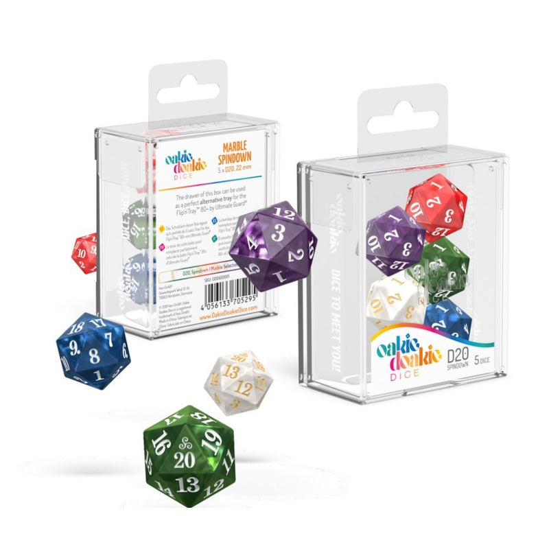 Oakie Doakie Dice D20 Spindown Marble Selection 22mm (5)-1