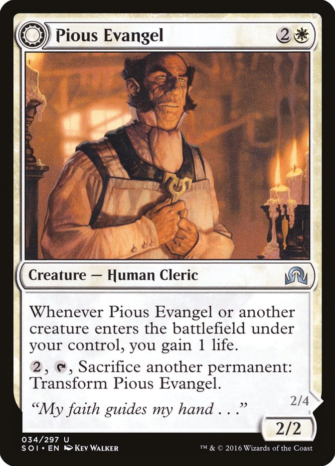 Pious Evangel // Wayward Disciple [Shadows over Innistrad]-1