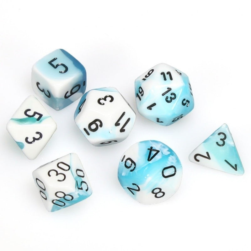 Chessex Dice Sets: Gemini White Teal/black Polyhedral 7-Die Set-1
