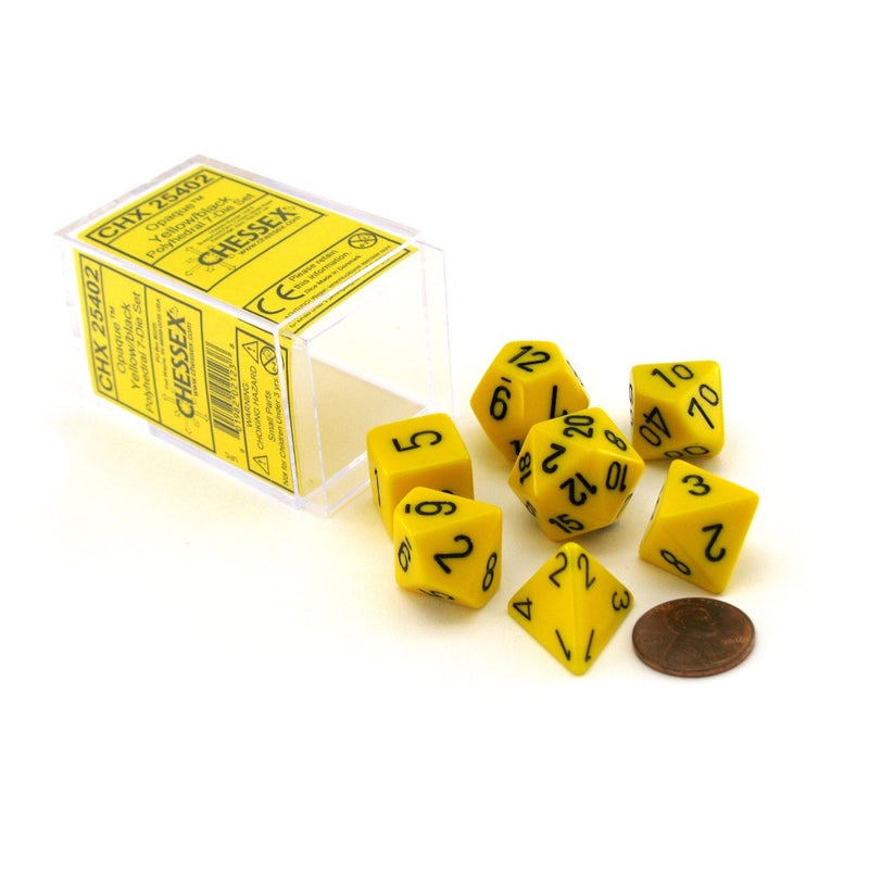 CHX 25402 Opaque Polyhedral Yellow/black 7-Die Set-1