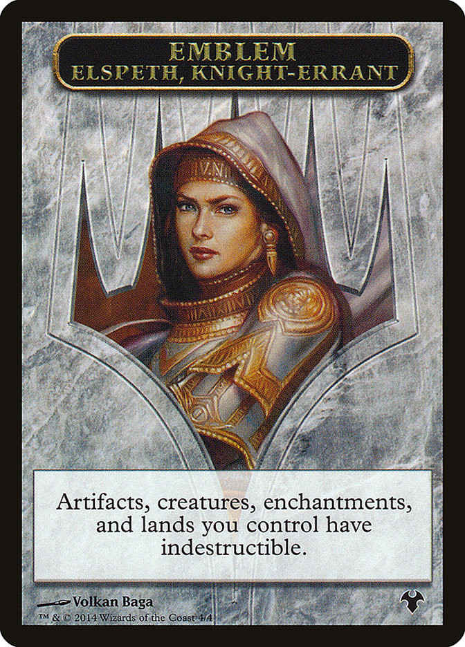 Emblem - Elspeth, Knight-Errant // Soldier Double-Sided Token [Modern Event Deck 2014 Tokens]-1