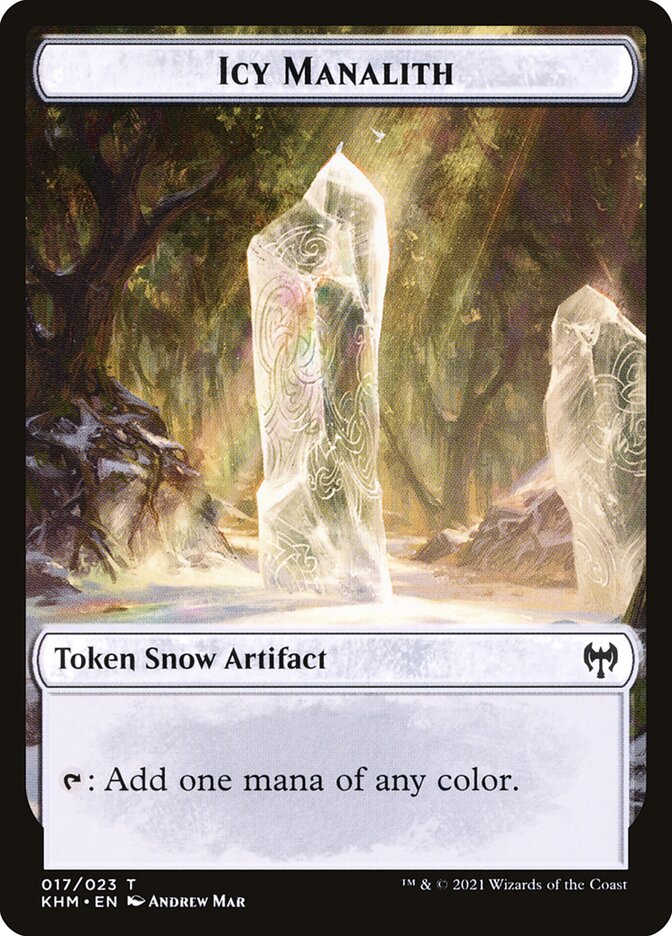 Human Warrior // Icy Manalith Double-Sided Token [Kaldheim Tokens]-2