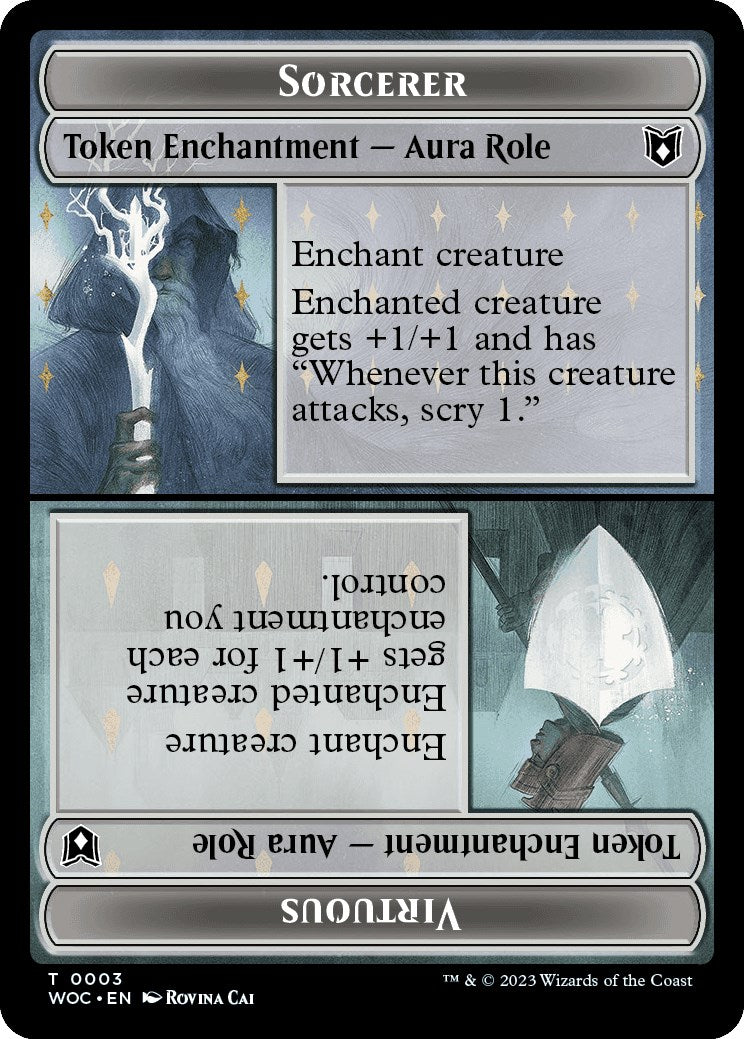 Sorcerer Role / Virtuous Role // Monster Role / Virtuous Role Double-Sided Token [Wilds of Eldraine Commander Tokens]-1