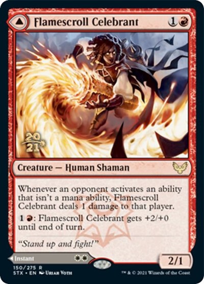 Flamescroll Celebrant // Revel in Silence [Strixhaven: School of Mages Prerelease Promos]-1