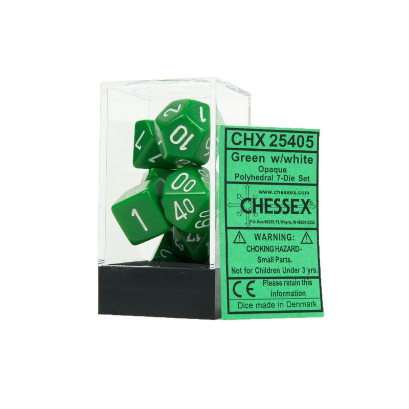 CHX 25405 Opaque Polyhedral Green/white 7-Die Set-1