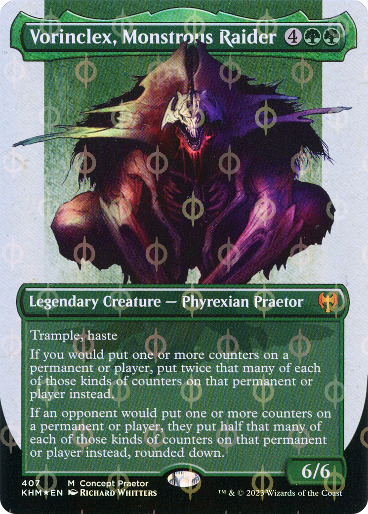Vorinclex, Monstrous Raider (Borderless Concept Praetors Step-and-Compleat Foil) [Phyrexia: All Will Be One]-1