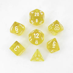 Chessex Dice Sets: Yellow/white Translucent Polyhedral 7-Die Set-1