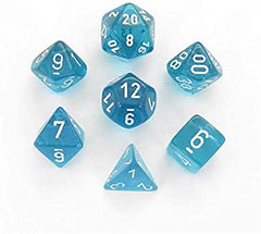Chessex Dice Sets: Teal/white Translucent Polyhedral 7-Die Set-1