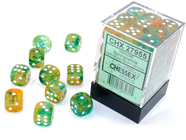 NebulaÂ® 12mm d6 Spring/white Luminary Luminary Dice Blockâ¢ (36 dice)-1