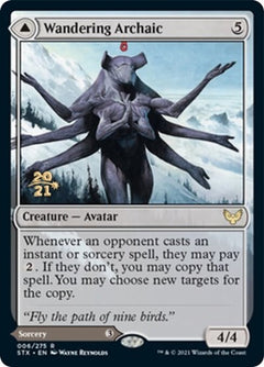 Wandering Archaic // Explore the Vastlands [Strixhaven: School of Mages Prerelease Promos]-1