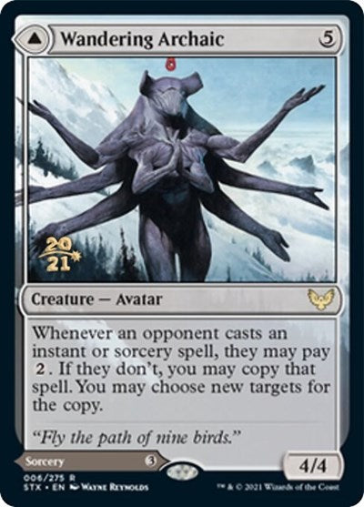 Wandering Archaic // Explore the Vastlands [Strixhaven: School of Mages Prerelease Promos]-1