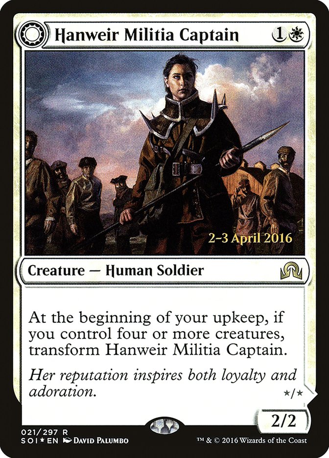 Hanweir Militia Captain // Westvale Cult Leader [Shadows over Innistrad Prerelease Promos]-1