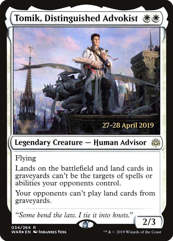 Tomik, Distinguished Advokist [War of the Spark Prerelease Promos]-1