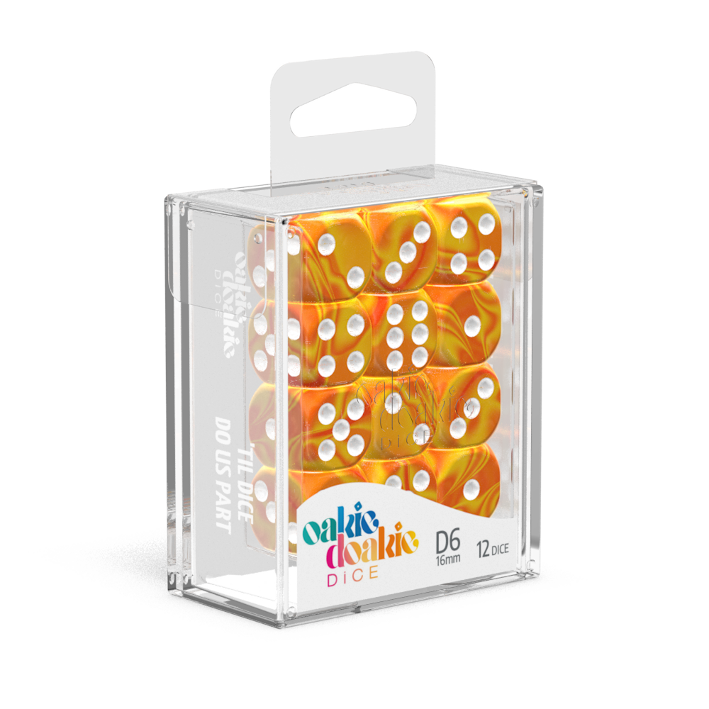 Oakie Doakie Dice D6 16 mm GemiDice - Sunstone (12)-1