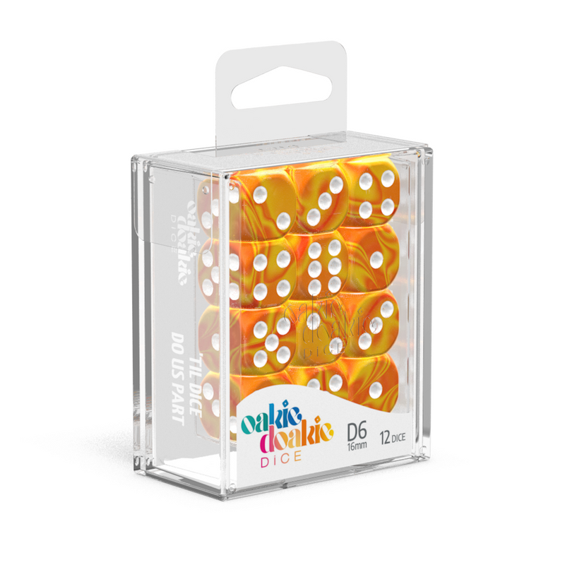 Oakie Doakie Dice D6 16 mm GemiDice - Sunstone (12)-1