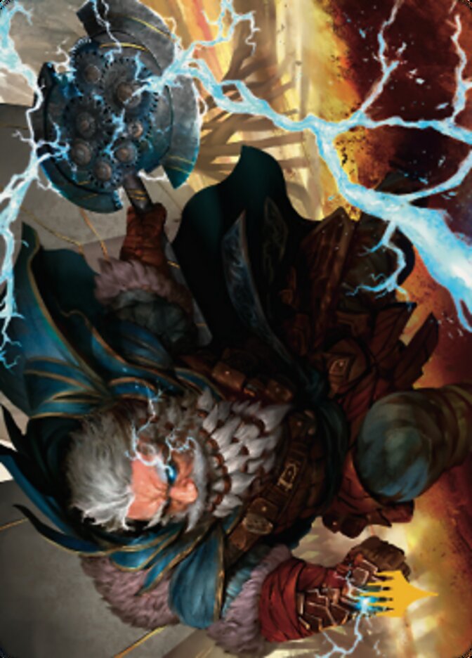 Electrostatic Infantry Art Card (Gold-Stamped Signature) [Dominaria United Art Series]-1