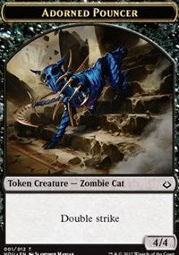 Adorned Pouncer // Warrior Double-Sided Token [Hour of Devastation Tokens]-1