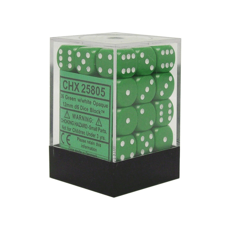 CHX 25805 Opaque 12mm d6 Green/White Block (36)-1