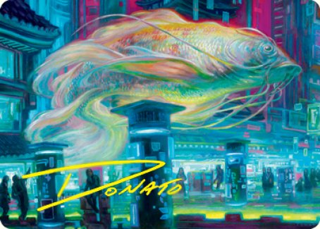 Skyswimmer Koi Art Card (Gold-Stamped Signature) [Kamigawa: Neon Dynasty Art Series]-1