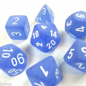 Chessex Dice Sets: Blue/White Frosted Polyhedral 7-Die Set-1