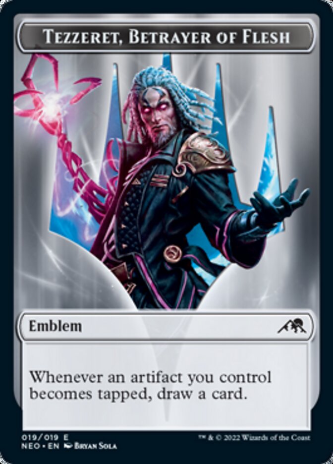 Spirit (002) // Tezzeret, Betrayer of Flesh Emblem Double-Sided Token [Kamigawa: Neon Dynasty Tokens]-2