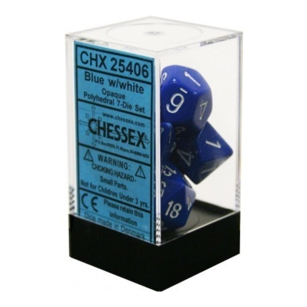 CHX 25406 Opaque Polyhedral Blue/white 7-Die Set-1