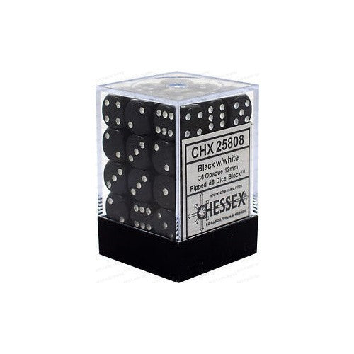 CHX 25808 Opaque 12mm d6 Black/White Block (36)-1