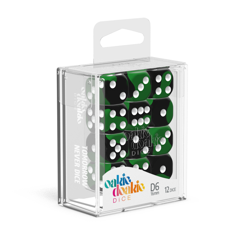 Oakie Doakie Dice D6 16 mm Glow in the Dark - Biohazard (12)-1