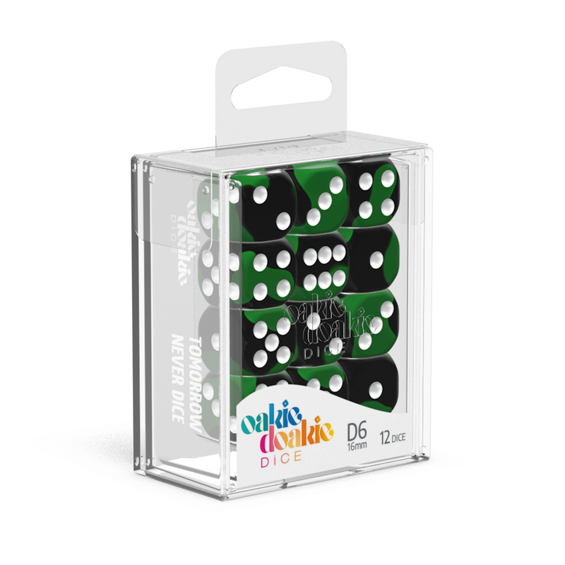 Oakie Doakie Dice D6 16 mm Glow in the Dark - Biohazard (12)-1