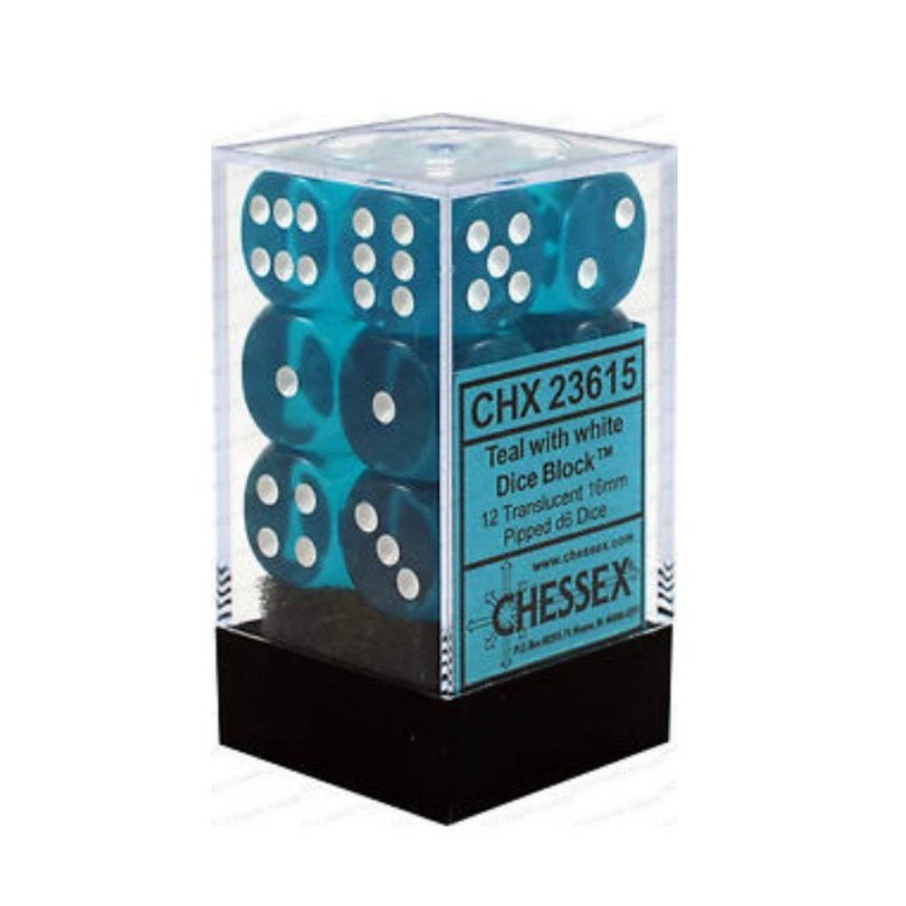 CHX 23615 Translucent 16mm d6 Teal/White Block (12)-1