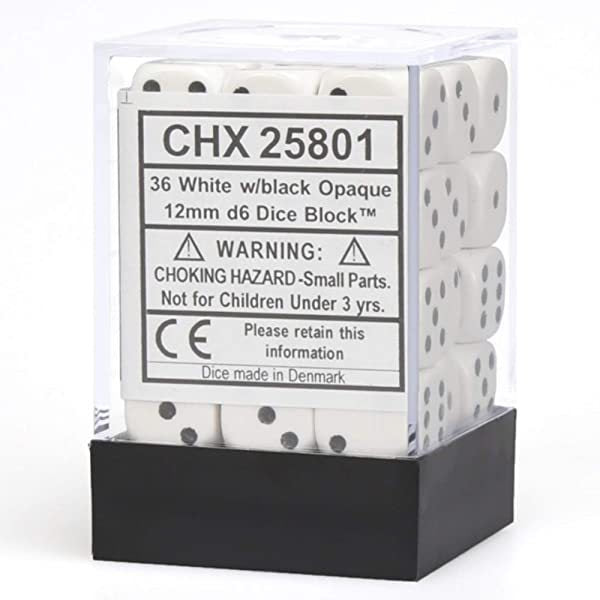 CHX 25801 Opaque 12mm d6 White/Black Block (36)-1