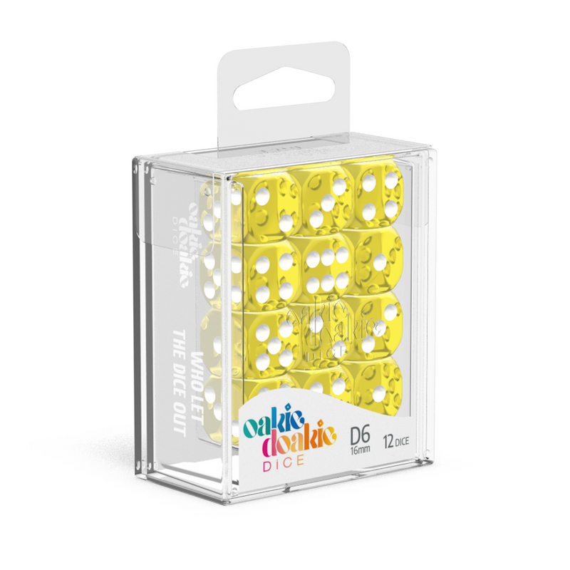 Oakie Doakie Dice D6 16 mm Translucent - Yellow (12)-1