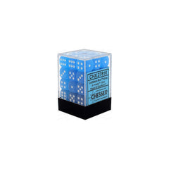 CHX 27816 Frosted 12mm d6 Caribbean Blue/White Block (36)-1