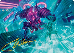 Surgehacker Mech Art Card (Gold-Stamped Signature) [Kamigawa: Neon Dynasty Art Series]-1
