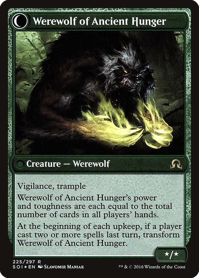 Sage of Ancient Lore // Werewolf of Ancient Hunger [Shadows over Innistrad Prerelease Promos]-2