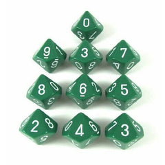 CHX 26205 Opaque Green/White Set of Ten d10s-1