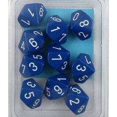 CHX 26206 Opaque Blue/White Set of Ten d10s-1