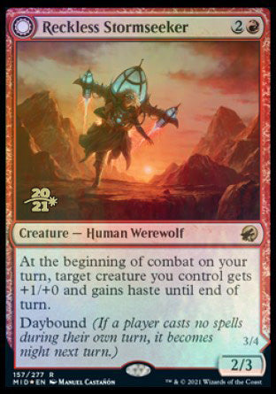 Reckless Stormseeker // Storm-Charged Slasher [Innistrad: Midnight Hunt Prerelease Promos]-1