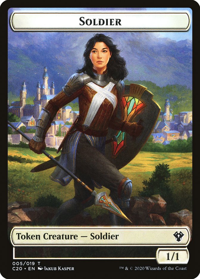 Human Soldier (005) // Drake Double-Sided Token [Commander 2020 Tokens]-1