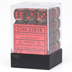 CHX 23818 Translucent 12mm d6 Smoke/Red Block (36)-1