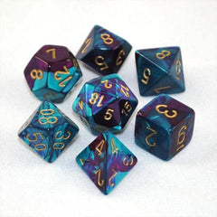 Chessex Dice Sets: Gemini Purple-Teal/Gold Polyhedral 7-Die Set-1