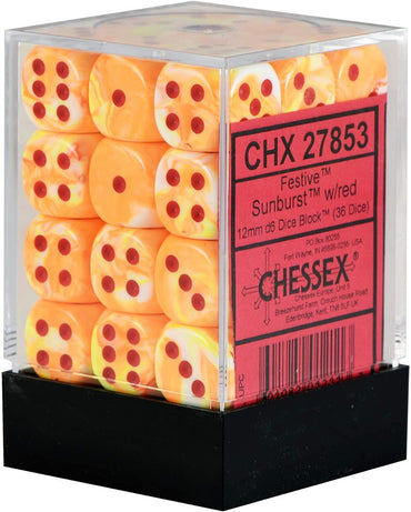 CHX 27853 Festive 12mm d6 Sunburst/Red Block (36)
