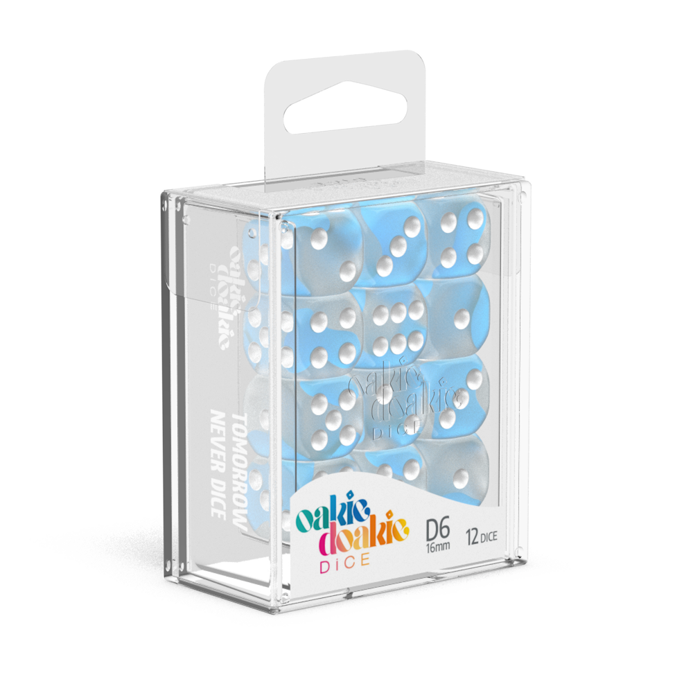 Oakie Doakie Dice D6 16 mm Glow in the Dark - Arctic (12)-1