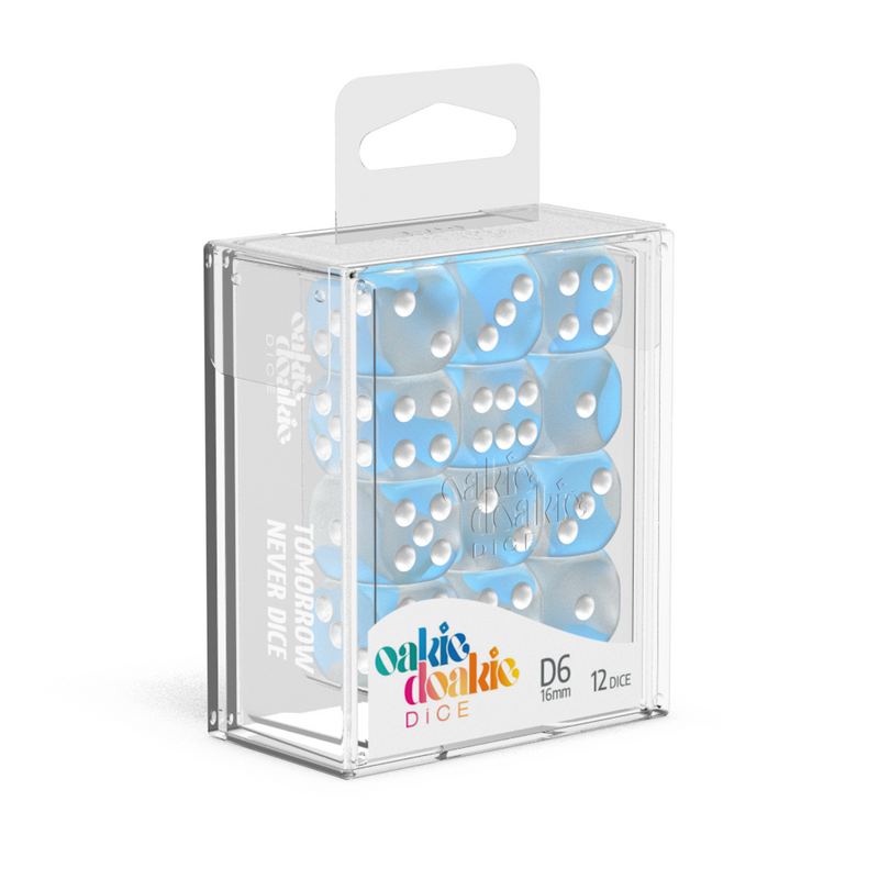 Oakie Doakie Dice D6 16 mm Glow in the Dark - Arctic (12)-1