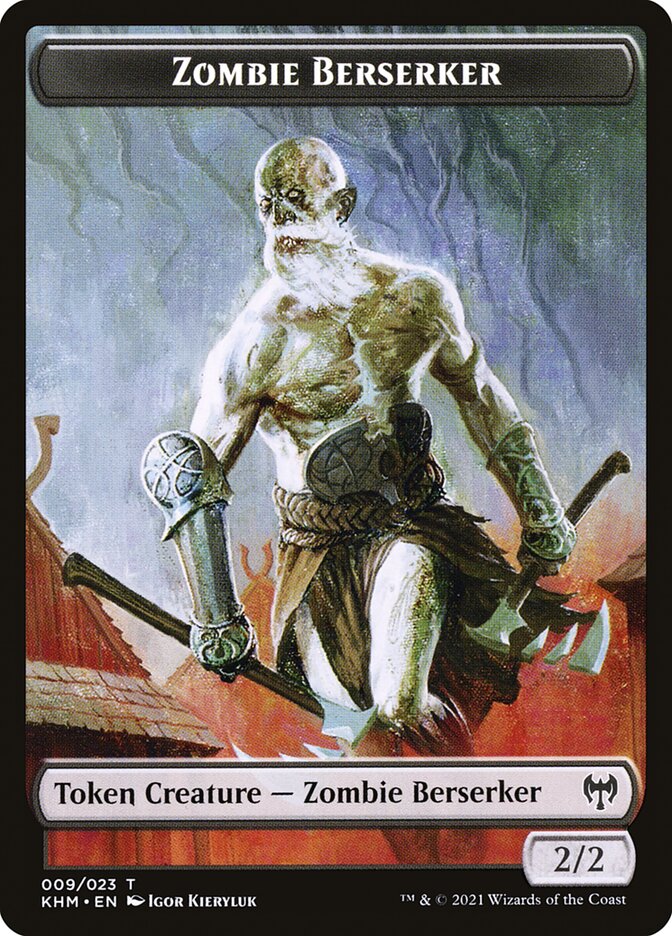 Elf Warrior // Zombie Berserker Double-Sided Token [Kaldheim Tokens]-2