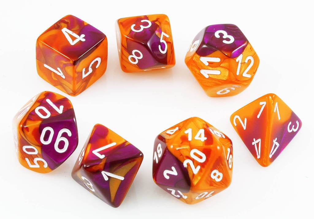 30021 Gemini Polyhedral Orange-Purple/white 7-Die Set-1