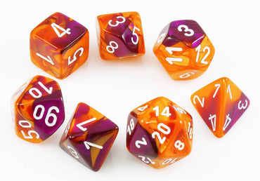 30021 Gemini Polyhedral Orange-Purple/white 7-Die Set